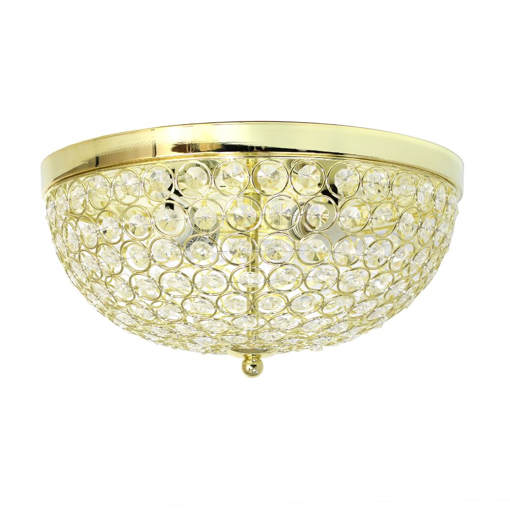 All The Rages LHM-2000-GL Lalia Home Crystal Glam 2 Light Ceiling Flush Mount in Gold