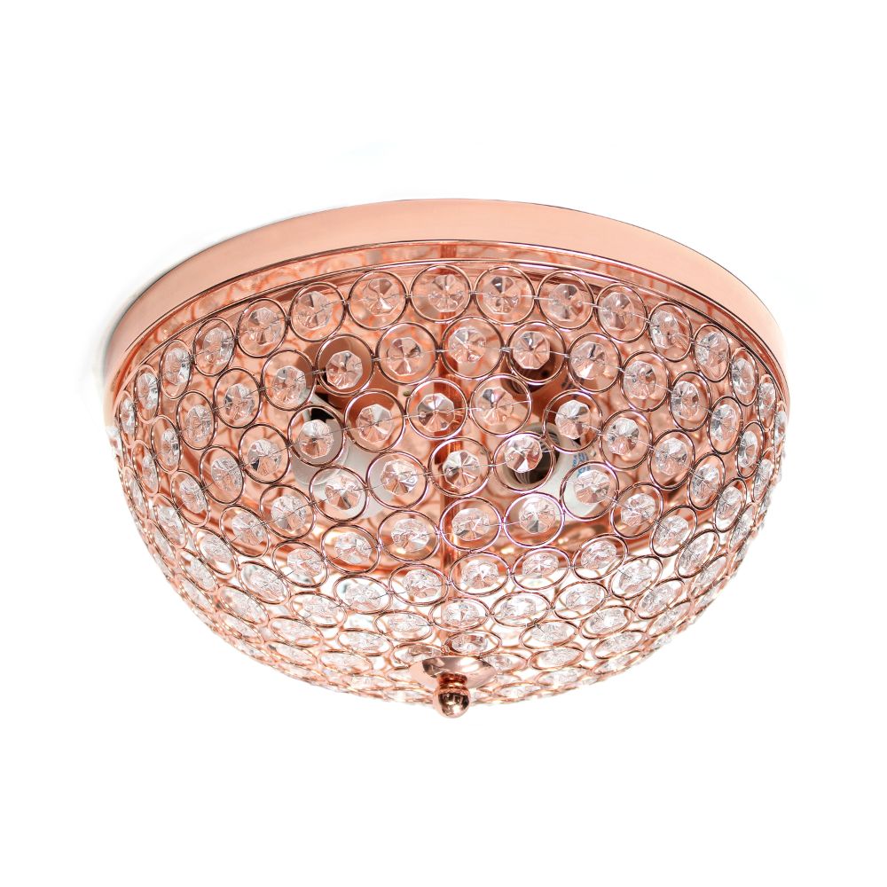 All The Rages LHM-2000-RG Lalia Home Crystal Glam 2 Light Ceiling Flush Mount in Rose Gold