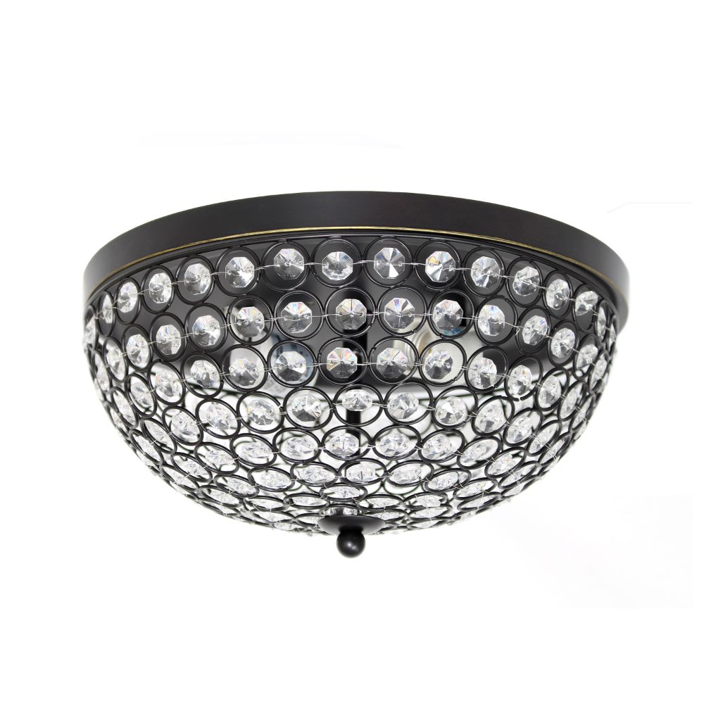 All The Rages LHM-2000-RZ Lalia Home Crystal Glam 2 Light Ceiling Flush Mount in Restoration Bronze
