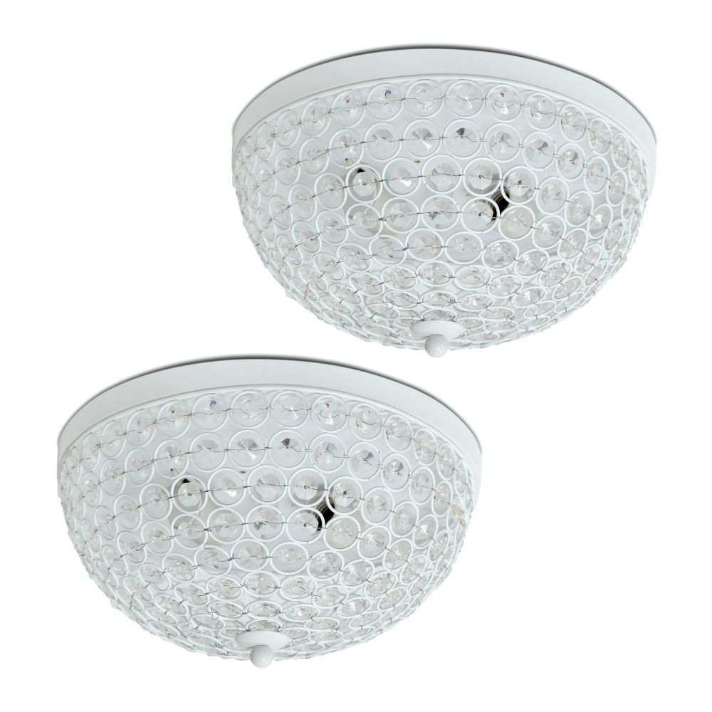 All The Rages LHM-2000-WH-2PK Lalia Home Crystal Glam 2 Light Ceiling Flush Mount 2 Pack in White