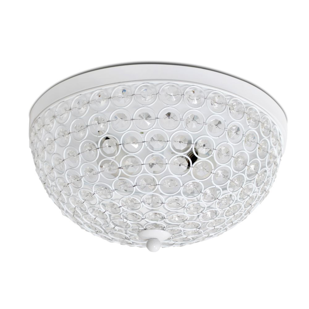All The Rages LHM-2000-WH Lalia Home Crystal Glam 2 Light Ceiling Flush Mount in White