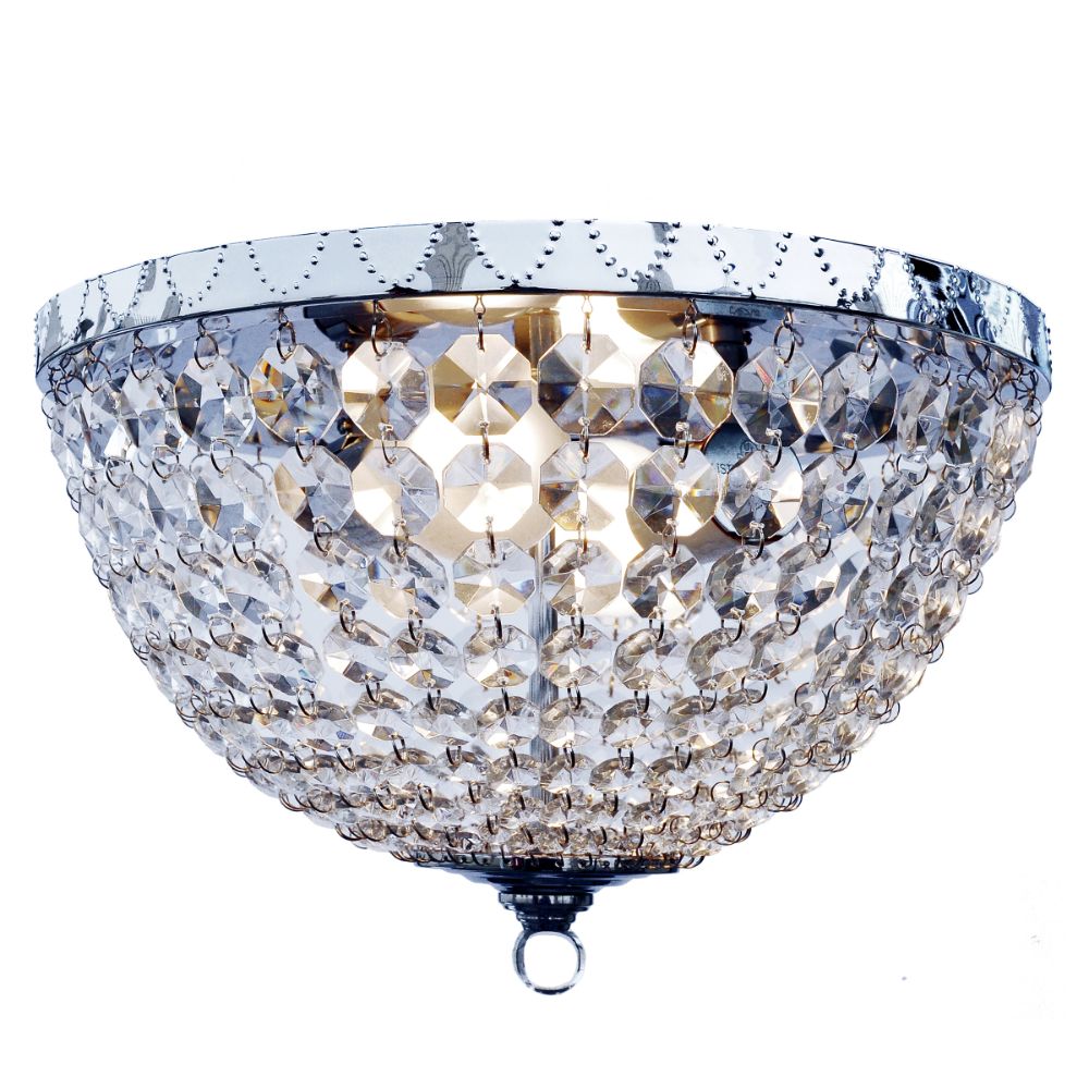 All The Rages LHM-2001-CH Lalia Home Crystal Drop 2 Light Ceiling Flush Mount in Chrome