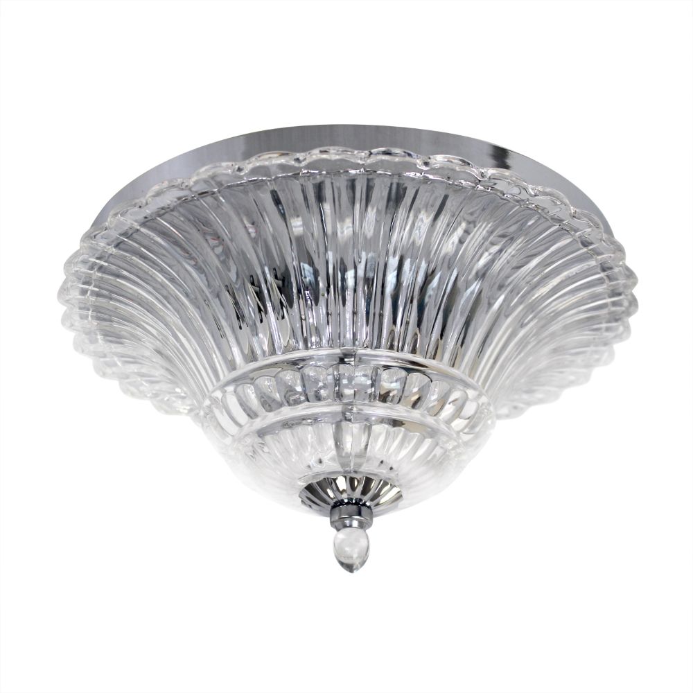 All The Rages LHM-2002-CH Lalia Home Blossom 2 Light Glass Ceiling Flush Mount in Chrome