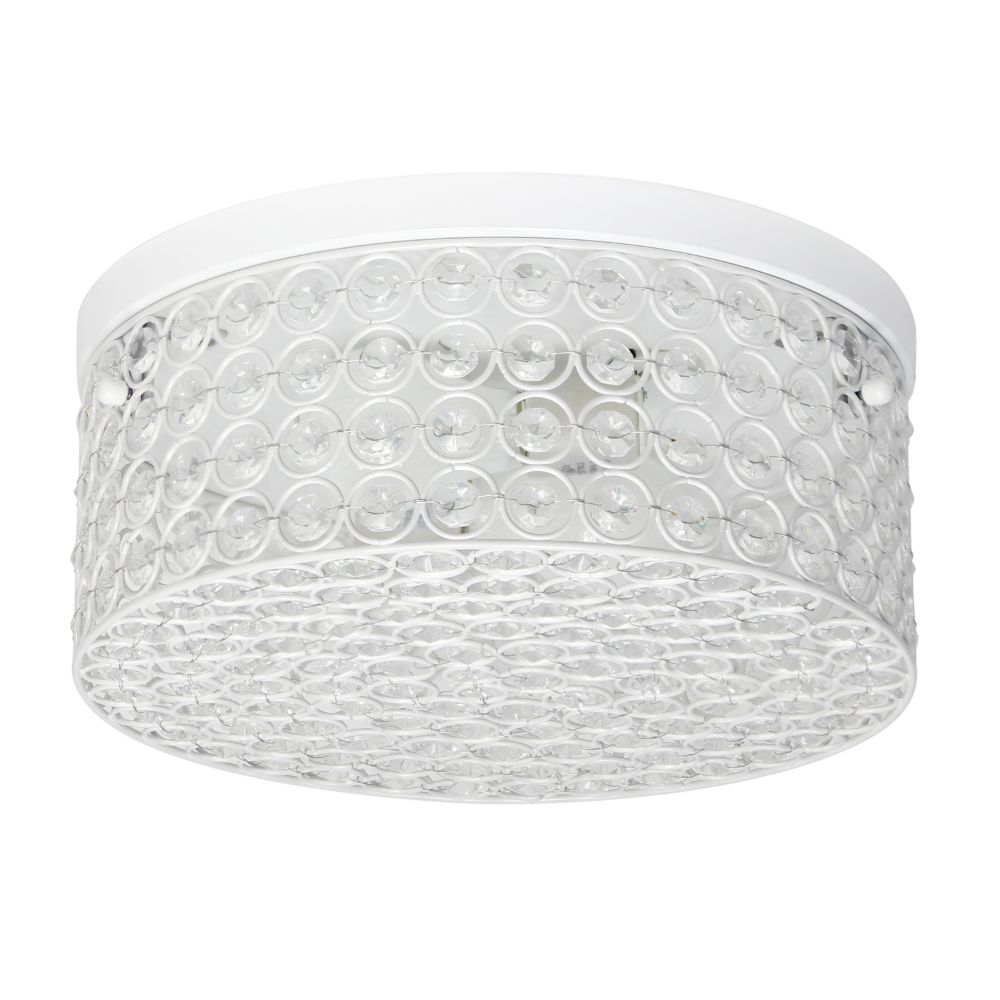 All The Rages LHM-2003-WH Lalia Home Glam 2 Light 12 Inch Round Flush Mount in White
