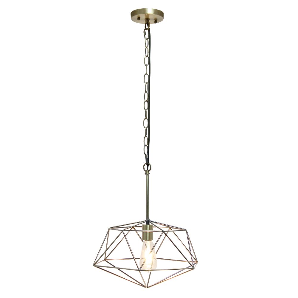 All The Rages LHP-3003-AB 1 Light 16" Modern Metal Wire Paragon Hanging Ceiling Pendant Fixture, Antique Brass