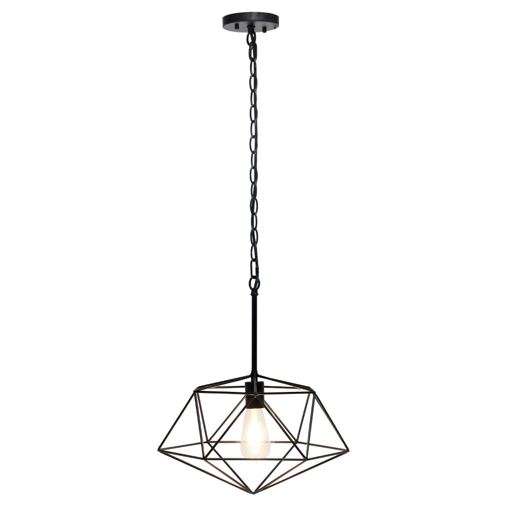 All The Rages LHP-3003-BK 1 Light 16" Modern Metal Wire Paragon Hanging Ceiling Pendant Fixture, Black