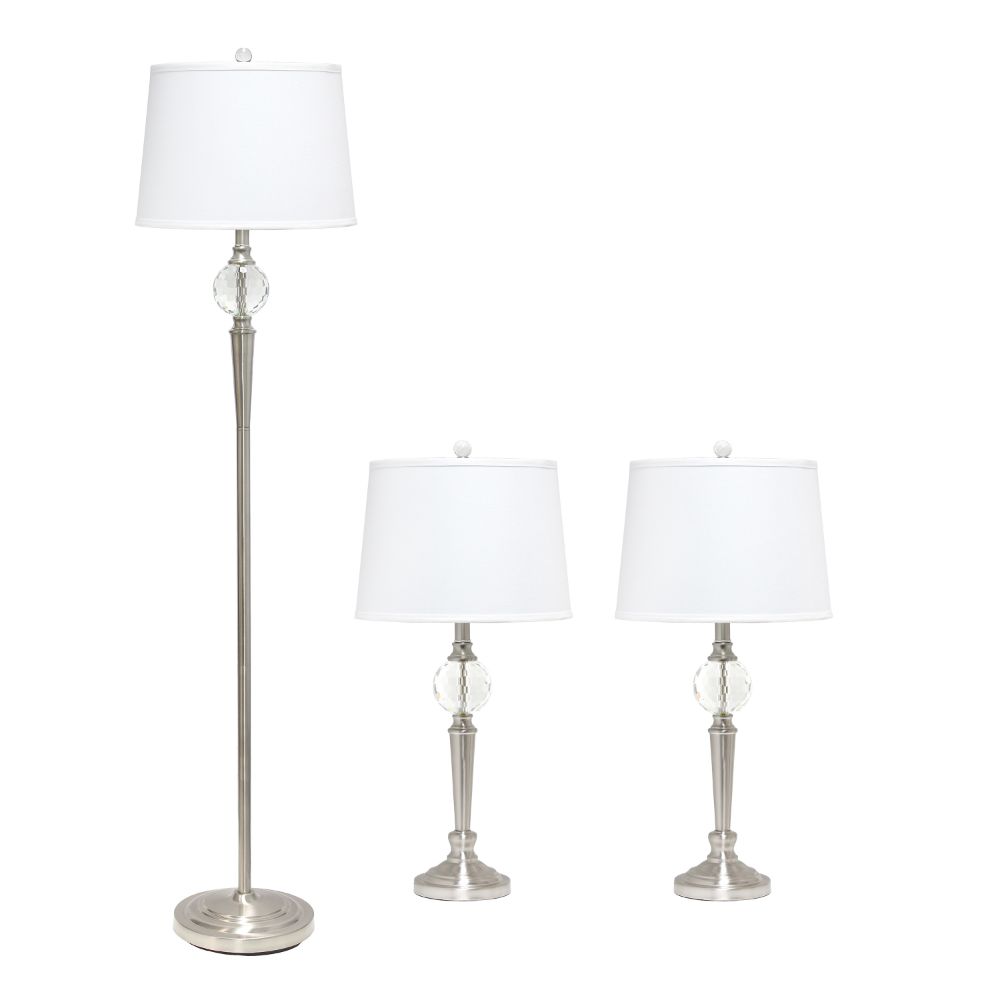 All The Rages LHS-1000-BN Classix Lalia Home Crystal Drop Table and Floor Lamp Set in Brushed Nickel