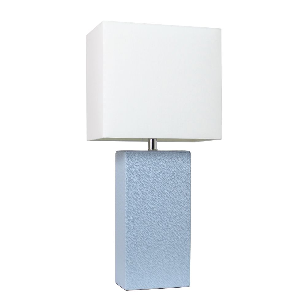All The Rages LHT-3008-PW Lexington 21" Leather Base Modern Home Décor Bedside Table Lamp with White Rectangular Fabric Shade, Periwinkle Finish