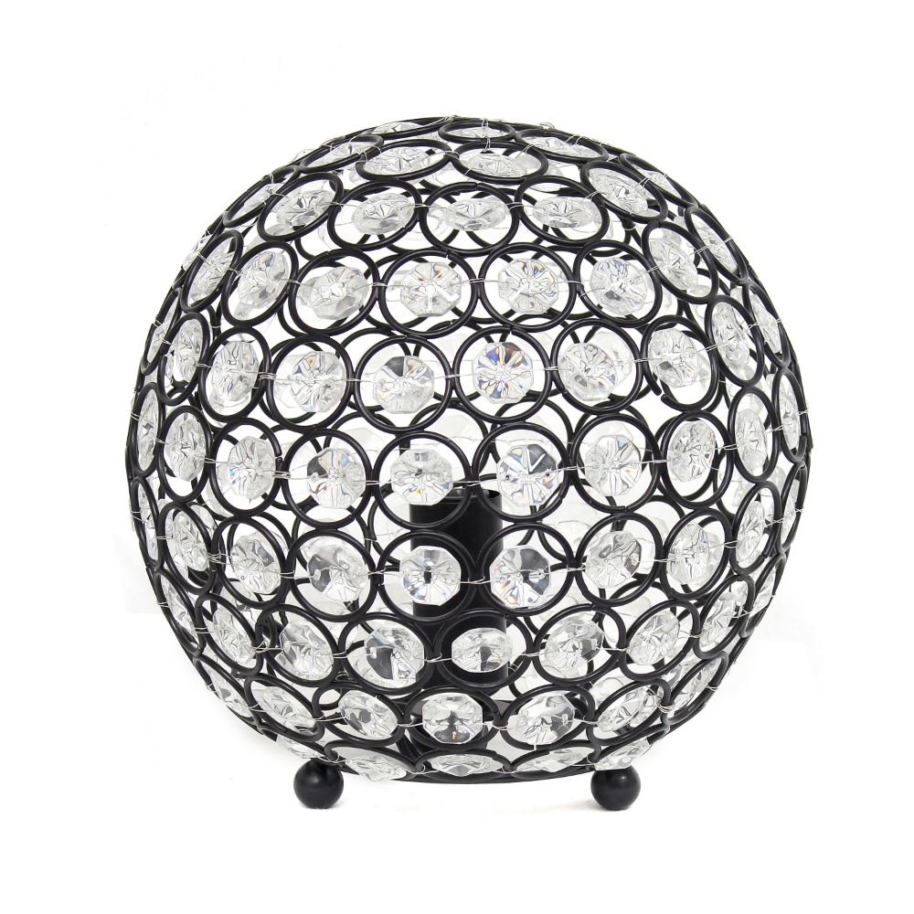 All The Rages LHT-3009-RZ Elipse Medium 8" Contemporary Metal Crystal Round Sphere Glamourous Orb Table Lamp Home Décor, Restoration Bronze Finish