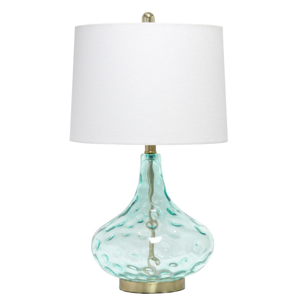 All The Rages LHT-3016-BL Lalia Home 24" Classix Contemporary Dimpled Colored Glass Table Lamp with White Linen Shade 