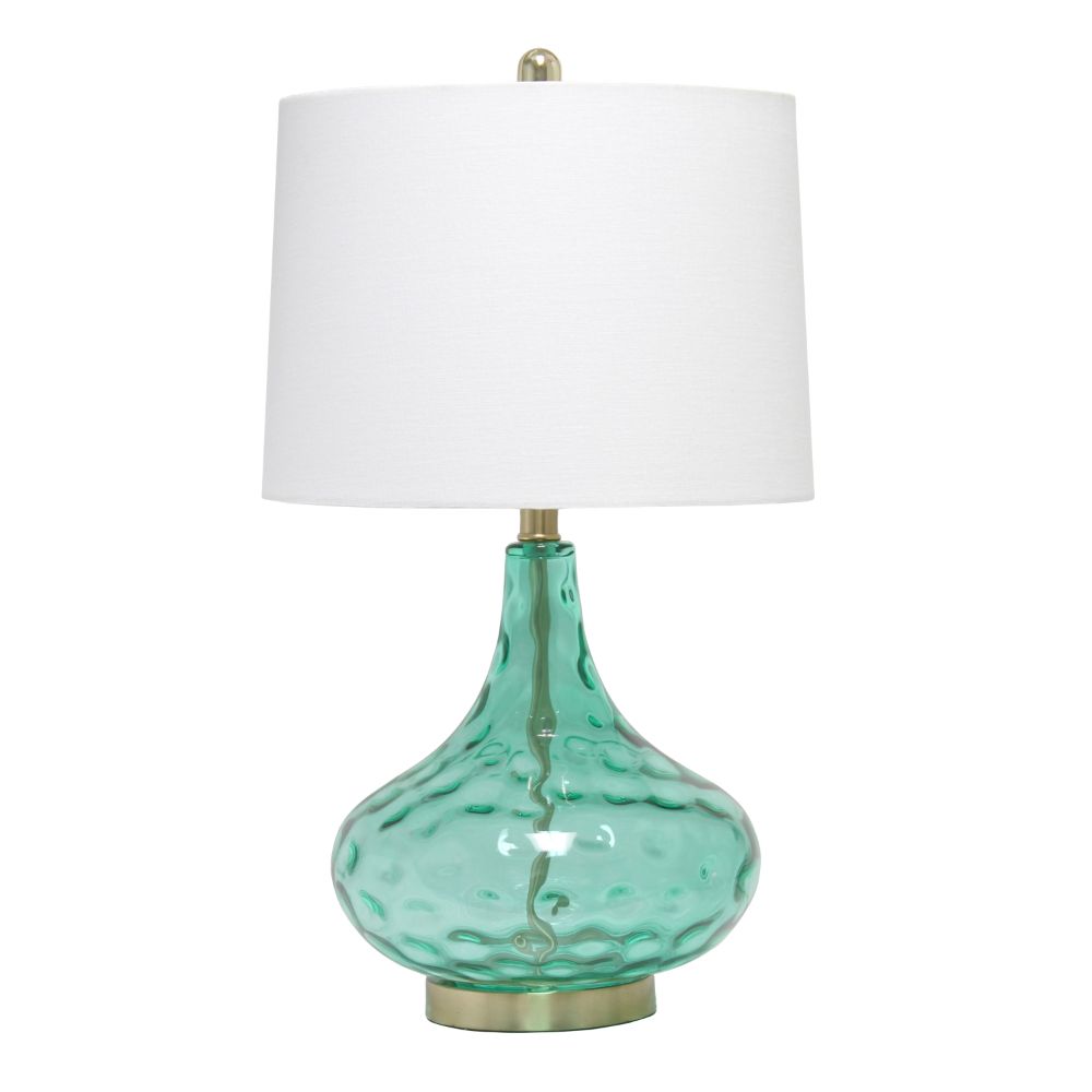 All The Rages LHT-3016-SF Lalia Home 24" Classix Contemporary Dimpled Colored Glass Table Lamp with White Linen Shade 