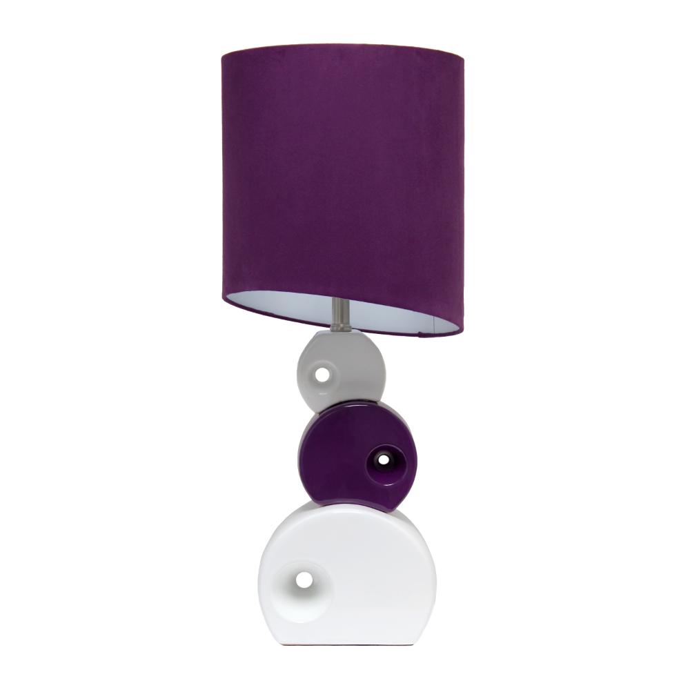 All The Rages LHT-3023-PR Lalia Home 28.5" Modern Stacked Circle Table Lamp with Angled Drum Shade for Living Room, Bedroom, Study, Office, Entryway, Dining Room, Purple