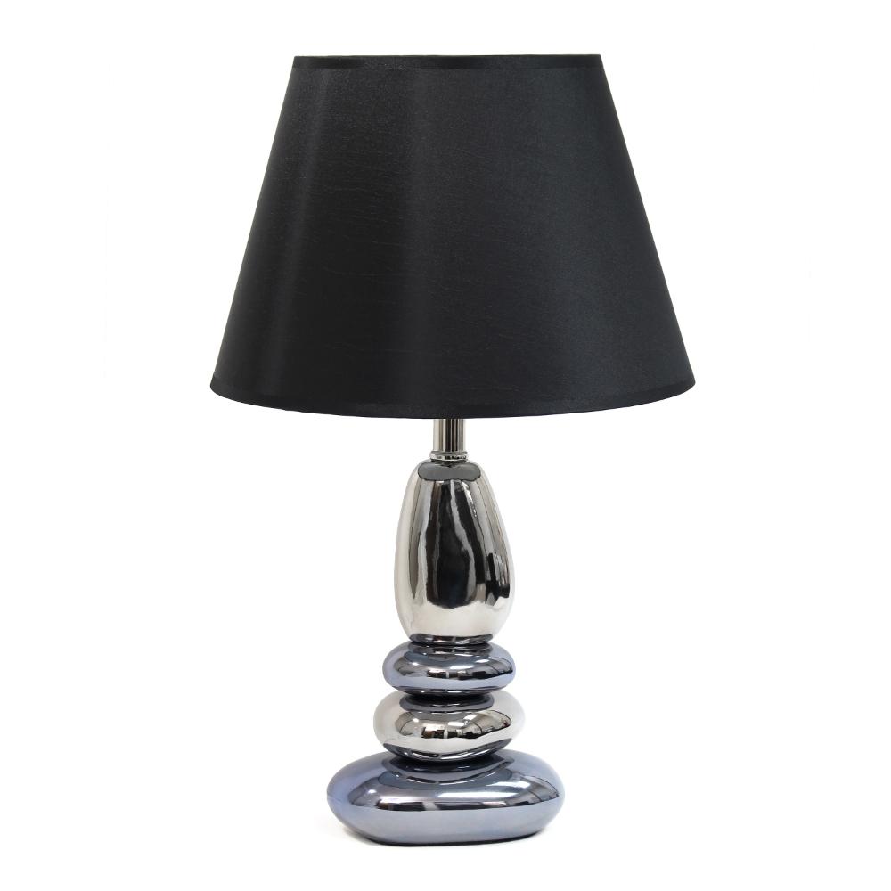 All The Rages LHT-3024-BL Lalia Home 21.5" Contemporary Ebb and Flow Stacked Stone Table Lamp for Living Room, Office, Entryway, Nightstand, Dining Room, Chrome Blue