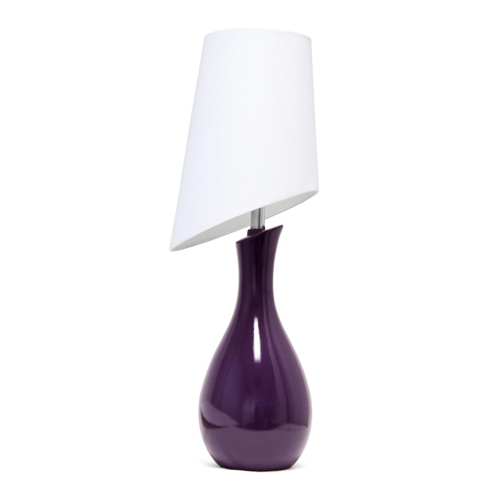 All The Rages LHT-3025-PR Lalia Home 29" Eggplant Contemporary Table Lamp with Slanted White Shade for Living Room, Office, Entryway, Nightstand, Dining Room, Eggplant Purple