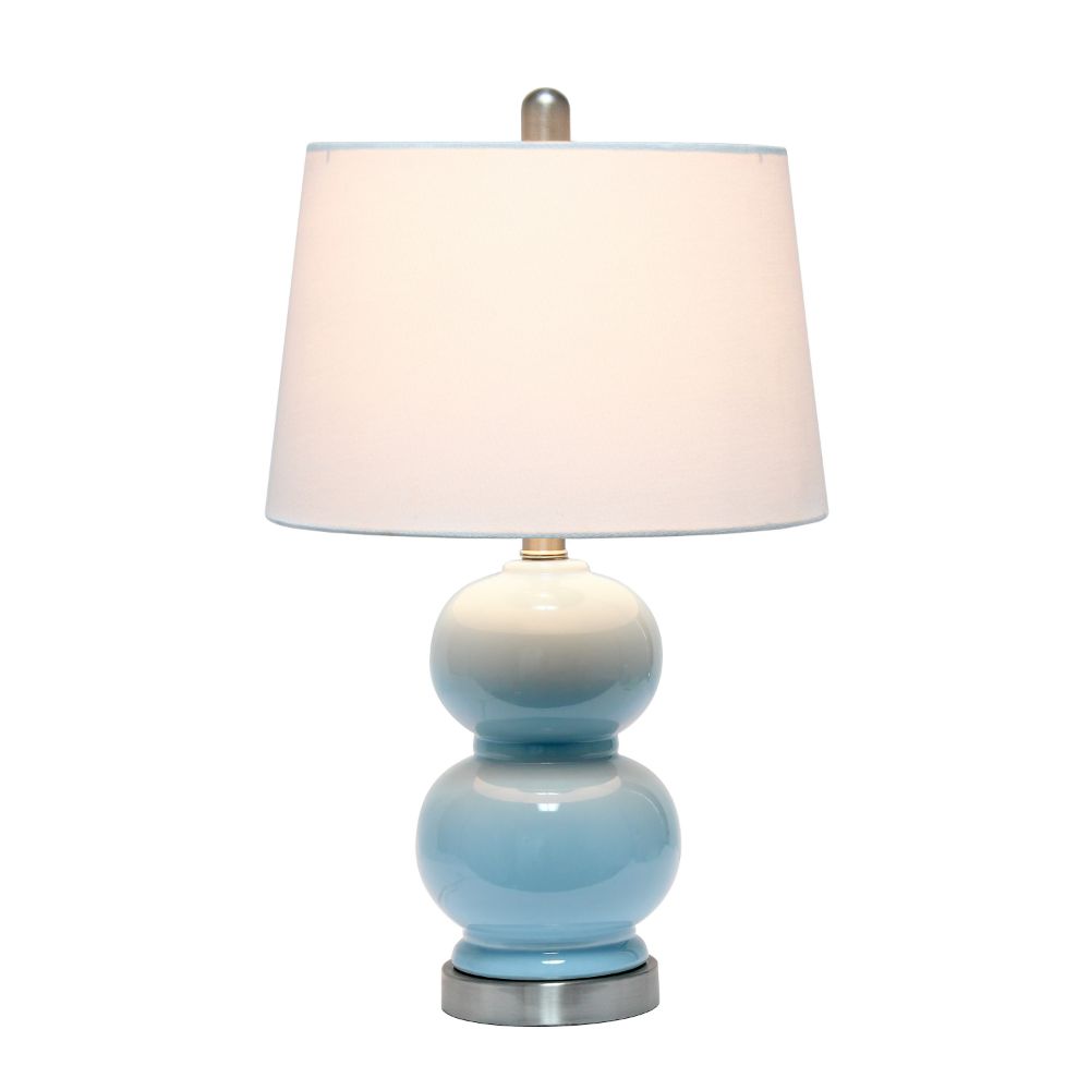 All The Rages LHT-4003-LT Lalia Home Dual Orb Table Lamp with Fabric Shade, Light Blue