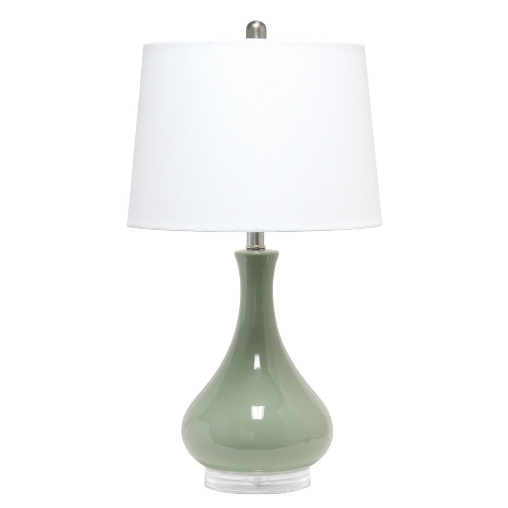 All The Rages LHT-4005-SG Lalia Home 26.25" Classix Modern Ceramic Droplet Table Lamp with White Fabric Shade 