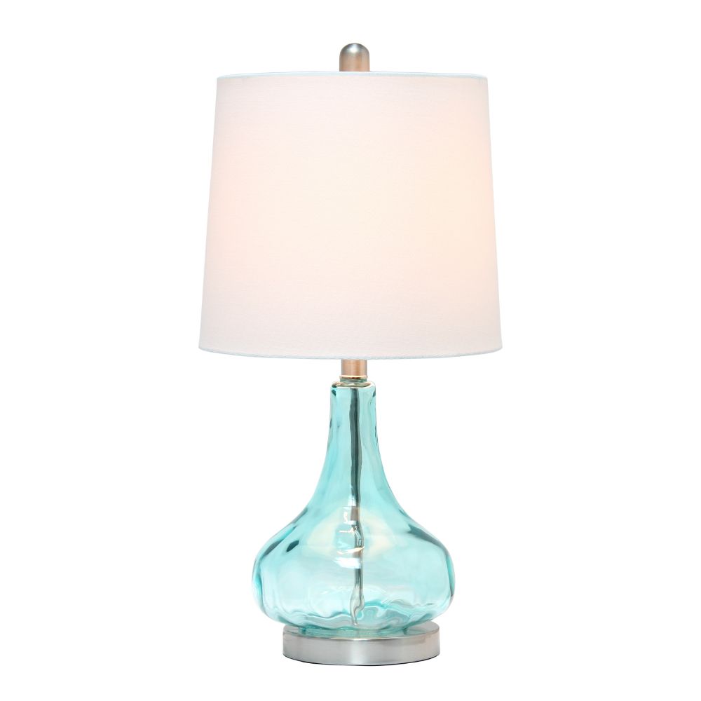 All The Rages LHT-4006-CB Lalia Home Rippled Glass Table Lamp with Fabric Shade, Blue