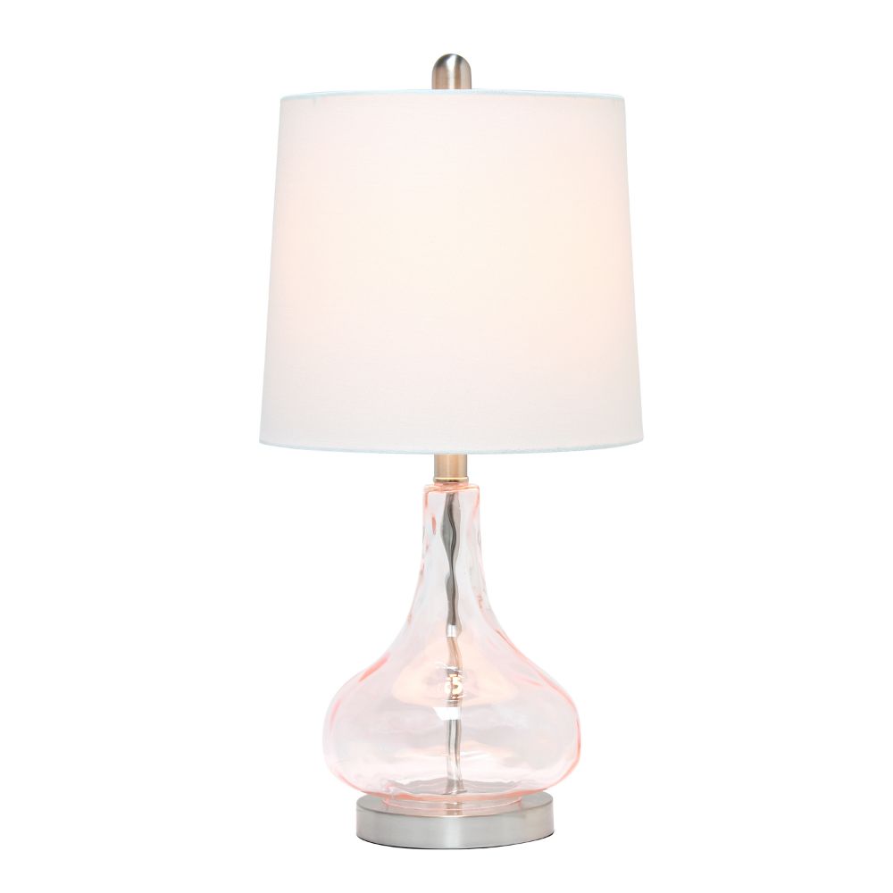 All The Rages LHT-4006-RQ Lalia Home Rippled Glass Table Lamp with Fabric Shade, Rose Quartz
