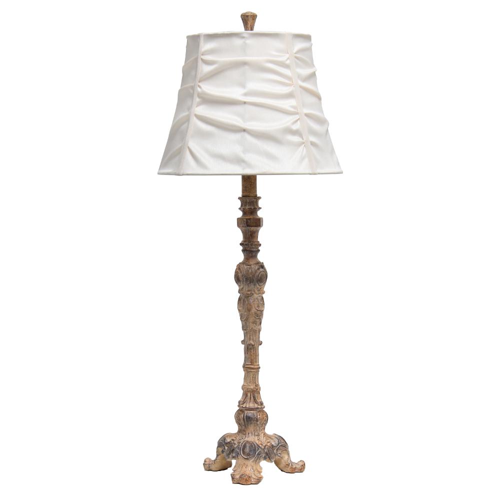 All The Rages LHT-4025-CR Lalia Home 31" Tall Vintage Embellished Table Lamp with Ruffled Cream Shade for Living Room, Office, Entryway, Nightstand, Dining Room, Antique Color