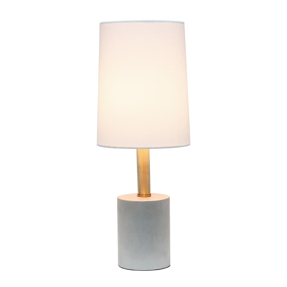 All The Rage LHT-5000-WH  Lalia Home Antique Brass Concrete Table Lamp with Linen Shade, White 