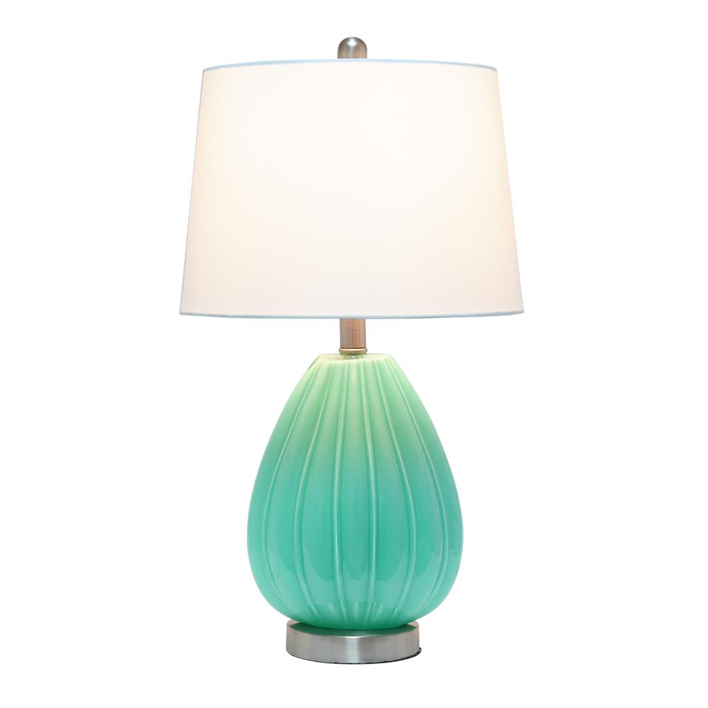 All The Rage LHT-5006-SF  Lalia Home Pleated Table Lamp with White Fabric Shade, Seafoam