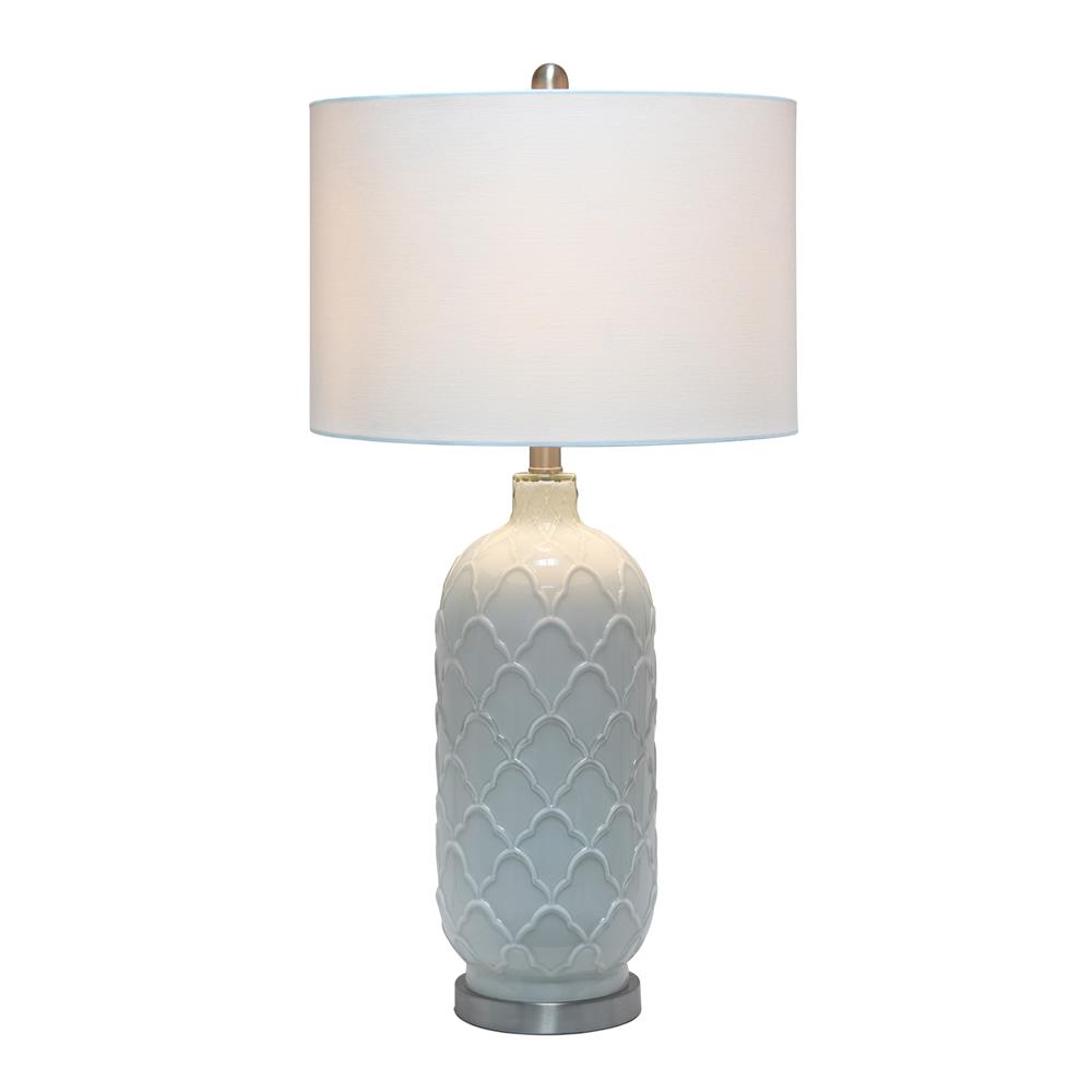 All The Rage LHT-5008-WH  Lalia Home Argyle Classic White Table Lamp with Fabric Shade