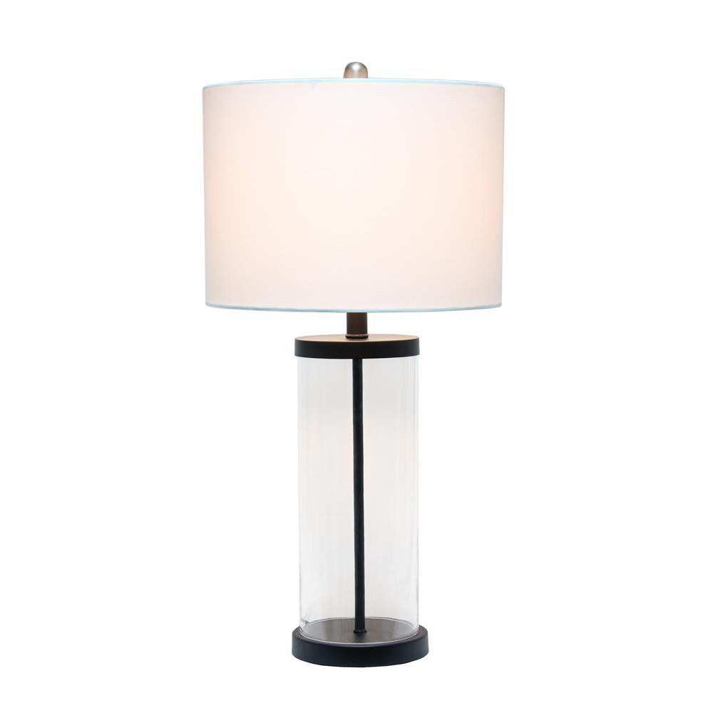 All The Rage LHT-5009-BK  Lalia Home Entrapped Glass Table Lamp with White Fabric Shade