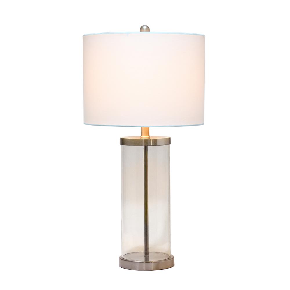 All The Rage LHT-5009-BN  Lalia Home Entrapped Glass Table Lamp with White Fabric Shade