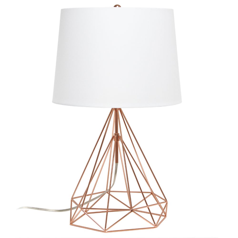 All the Rages LHT-5024-RG Lalia Home Geometric Rose Gold Wired Table Lamp with Fabric Shade
