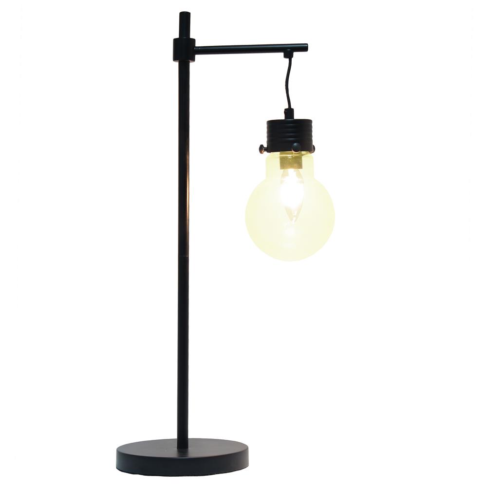 All the Rage LHT-5027-BK Black Matte 1 Light Beacon Table  Lamp with Clear Glass Shade