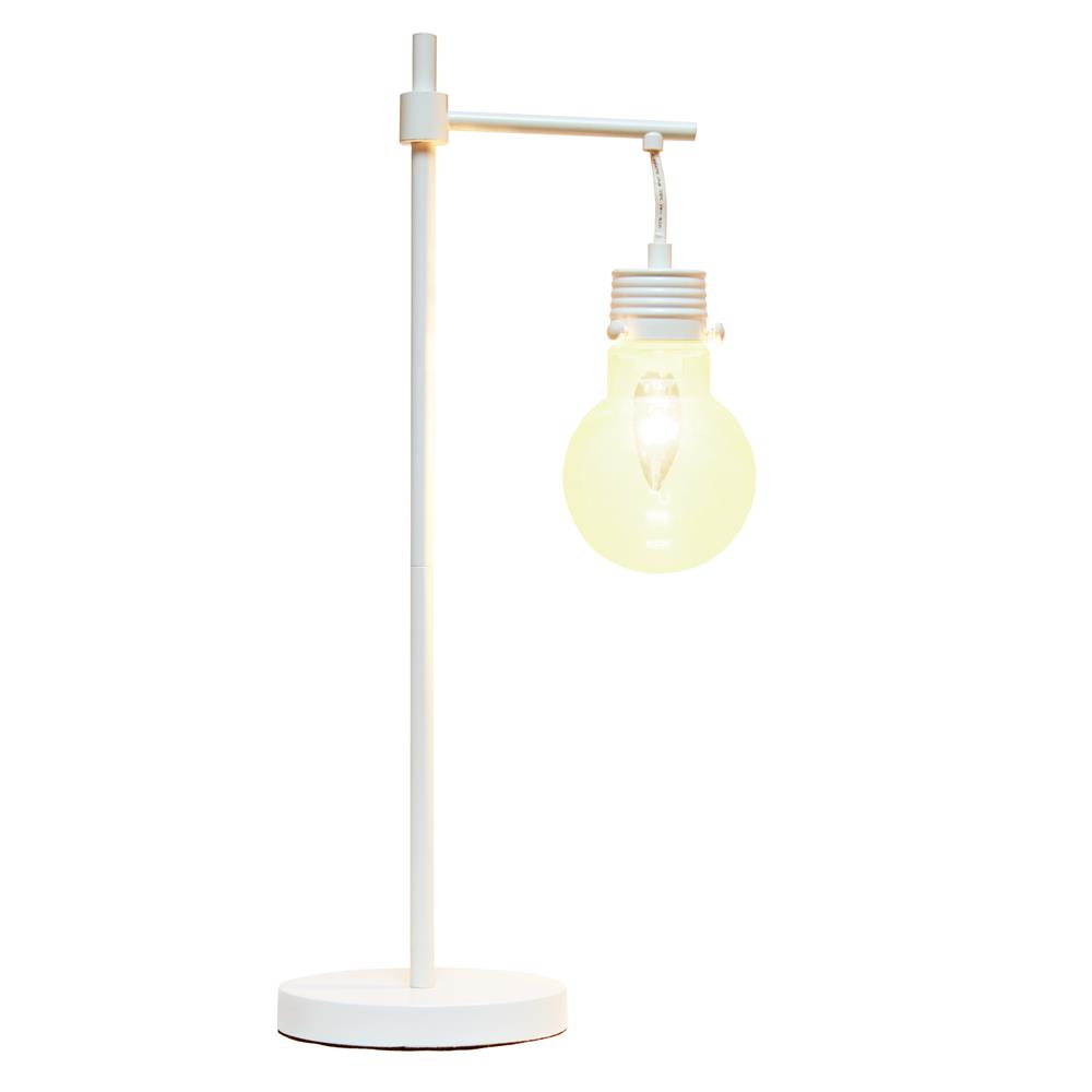All the Rage LHT-5027-WH White Matte 1 Light Beacon Table  Lamp with Clear Glass Shade