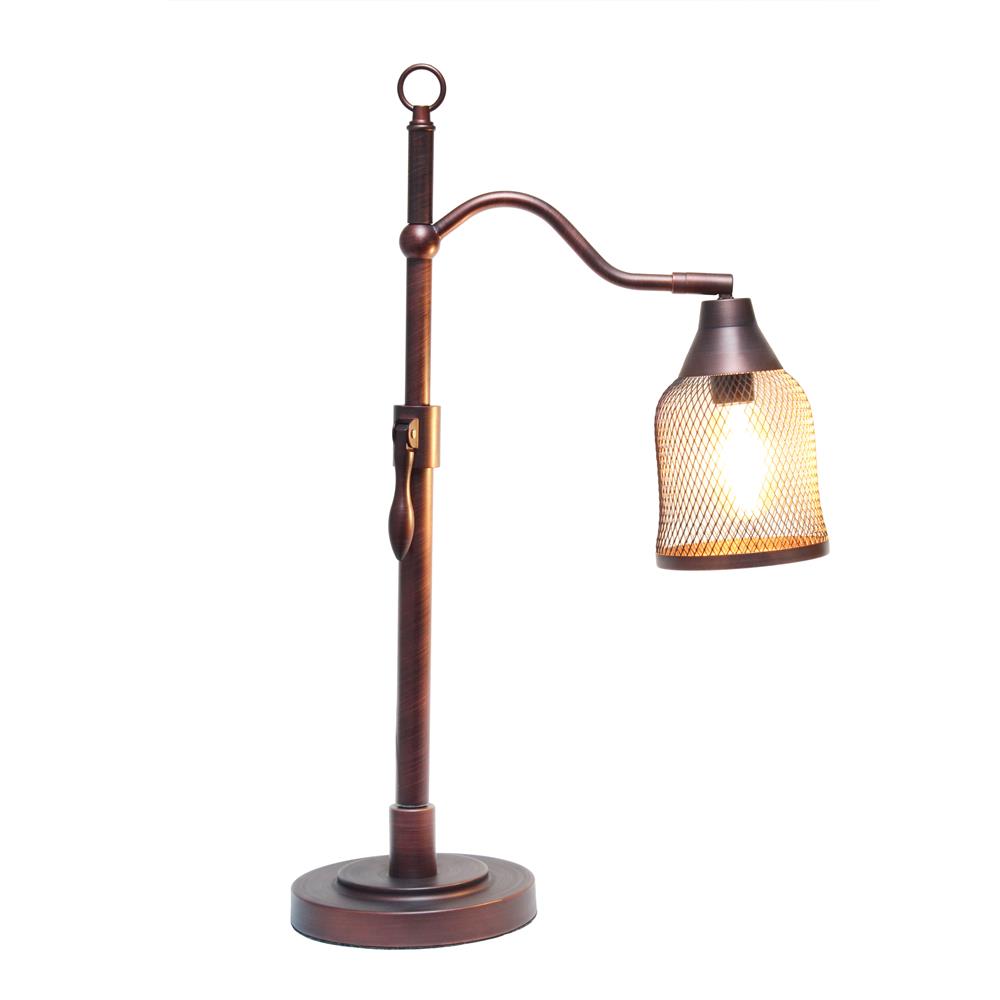All the Rage LHT-5029-RB Vintage Arched Table Lamp with Iron Mesh Shade, Red Bronze