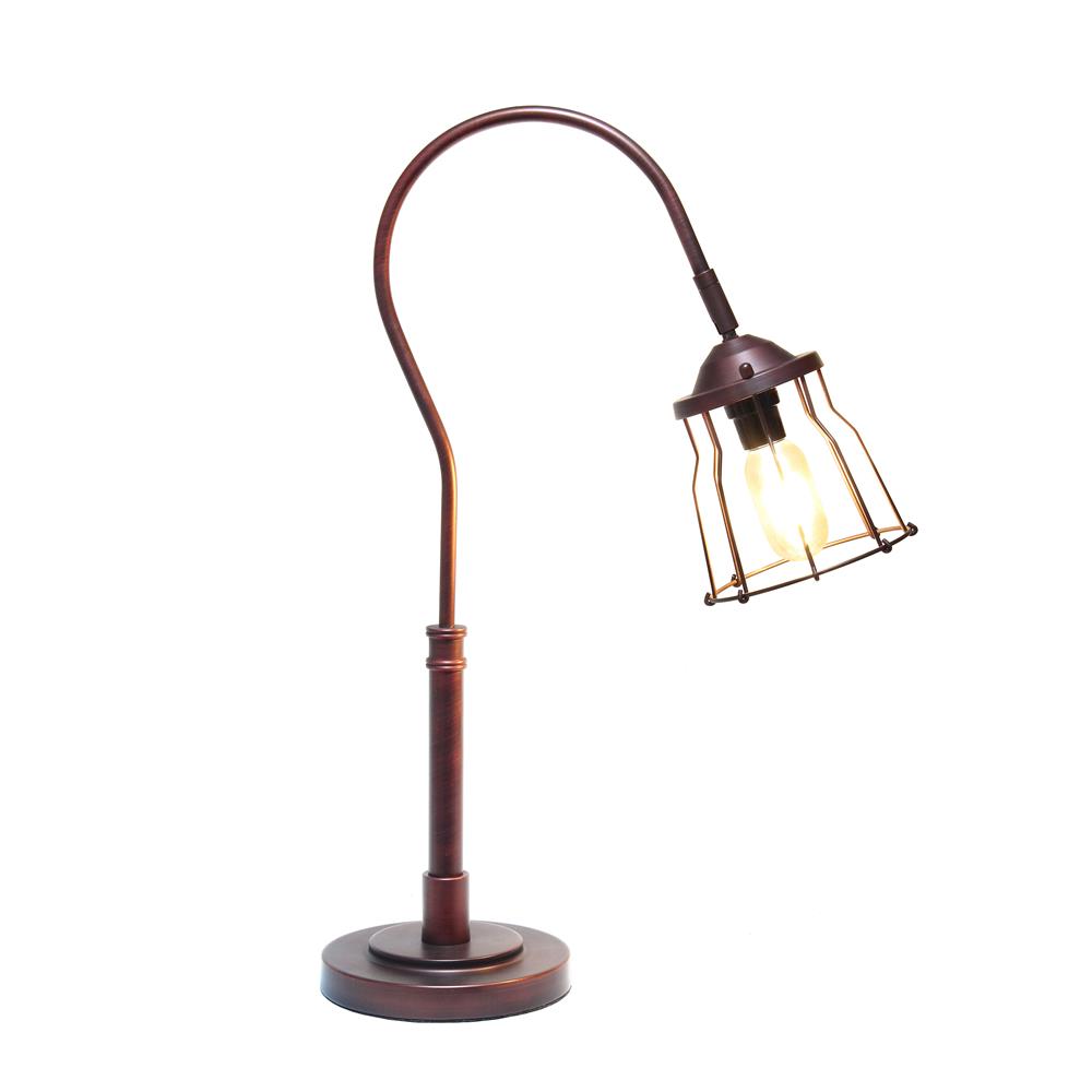 All the Rage LHT-5030-RB Rustic Caged Shade Table Lamp, Red Bronze