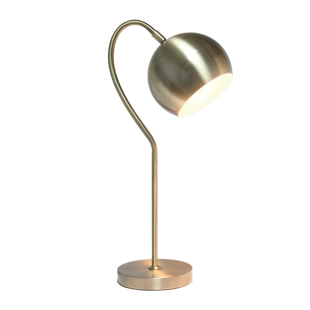 All the Rage LHT-5031-AB Mid Century Curved Table Lamp with Dome Shade, Antique Brass