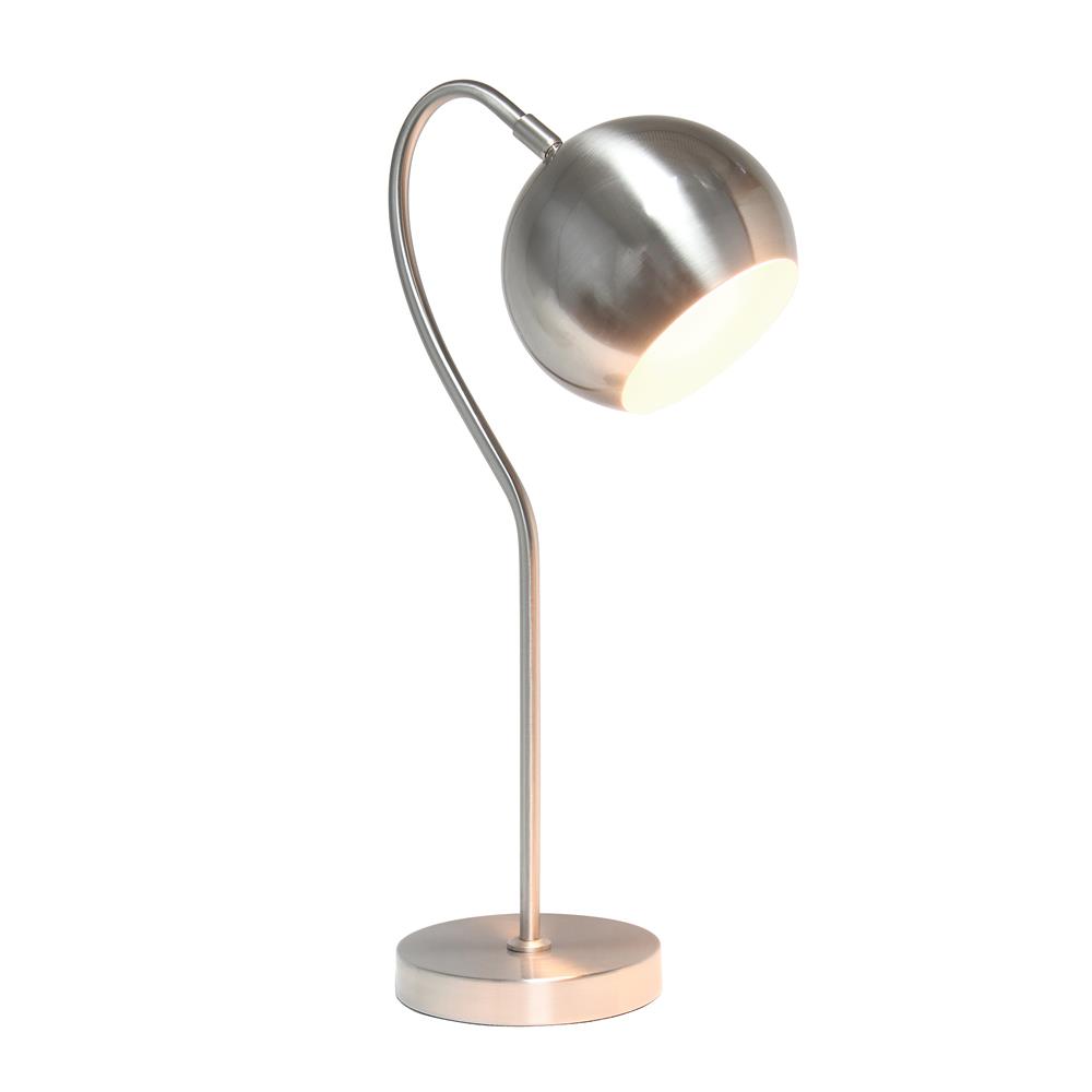 All the Rage LHT-5031-BN Mid Century Curved Table Lamp with Dome Shade, Brushed Nickel