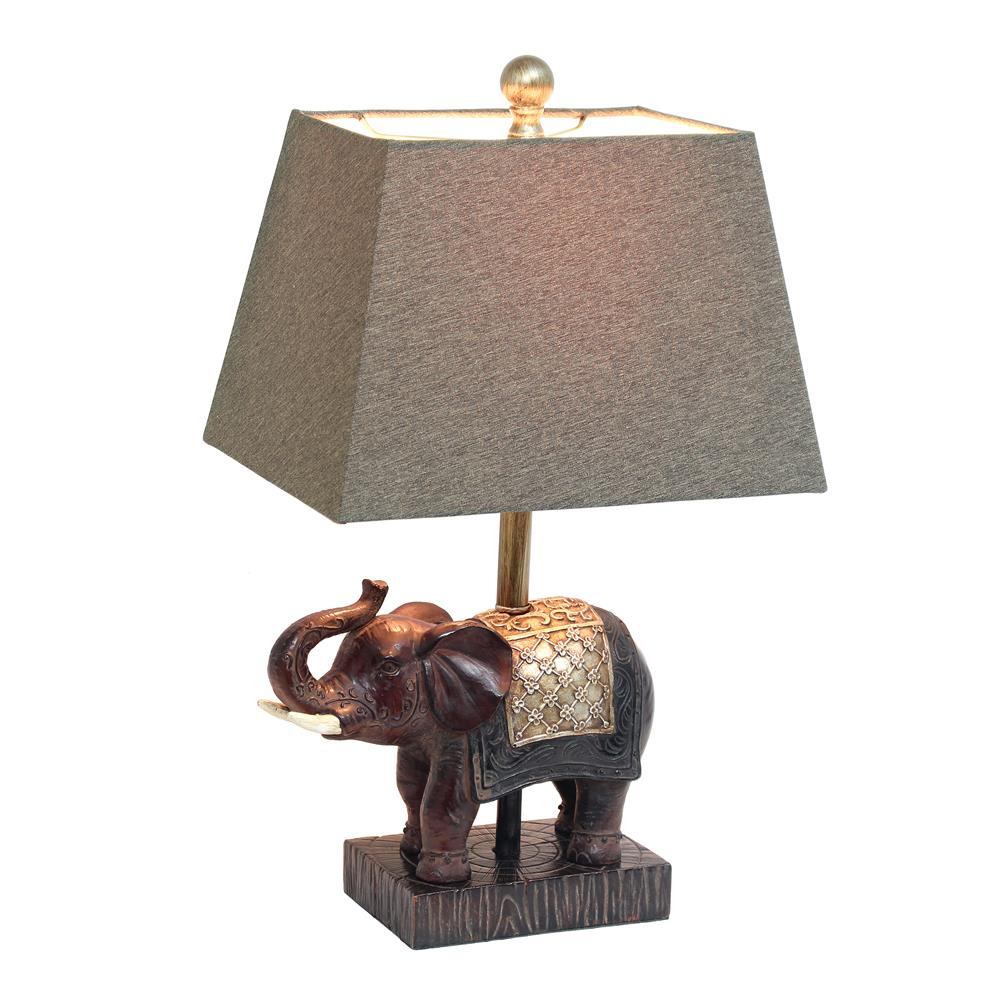 All The Rage LHT-5033-BW  Lalia Home Elephant Table Lamp with Fabric Shade