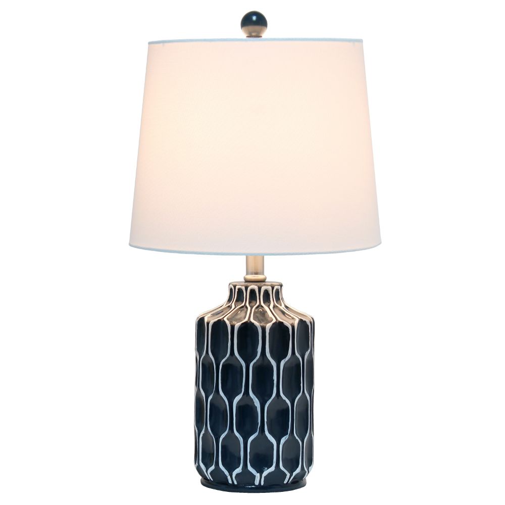 All The Rage LHT-5034-BL  Lalia Home Moroccan Table Lamp with Fabric White Shade, Blue