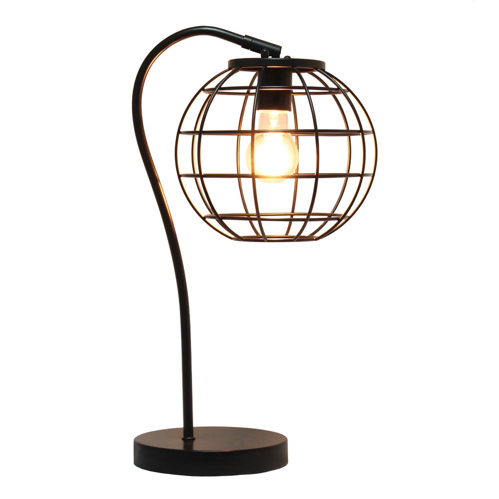 All the Rage LHT-5061-BK Arched Metal Cage Table Lamp, Black