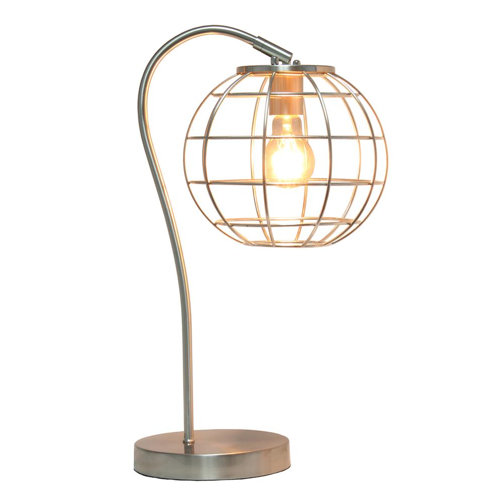 All the Rage LHT-5061-BN Arched Metal Cage Table Lamp, Brushed Nickel