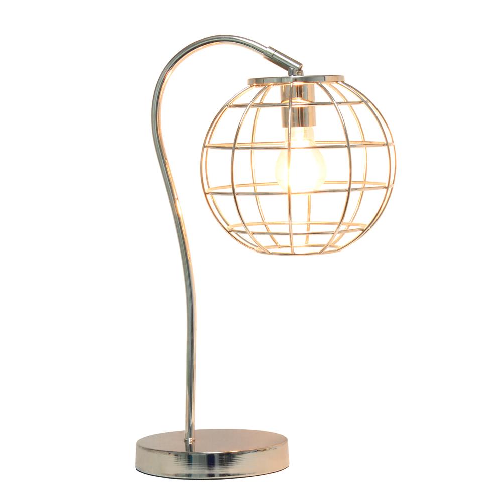 All the Rage LHT-5061-CH Arched Metal Cage Table Lamp, Chrome
