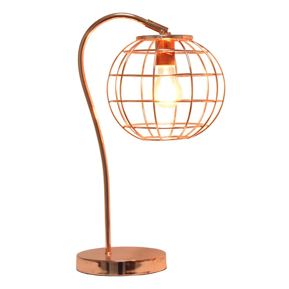 All the Rage LHT-5061-RG Arched Metal Cage Table Lamp, Rose Gold