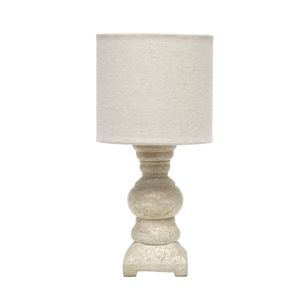 All The Rages LHT-5063-BG Lalia Home 12.5" Organix Rustic Farmhouse Distressed Neutral Resin Base Mini Table Desk Lamp with Beige Fabric Shade 