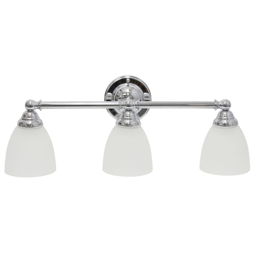 All The Rages LHV-1005-CH Lalia Home Essentix Traditional Three Light Metal and Translucent Glass Shade Vanity Uplight Downlight Wall Mounted Fixture 