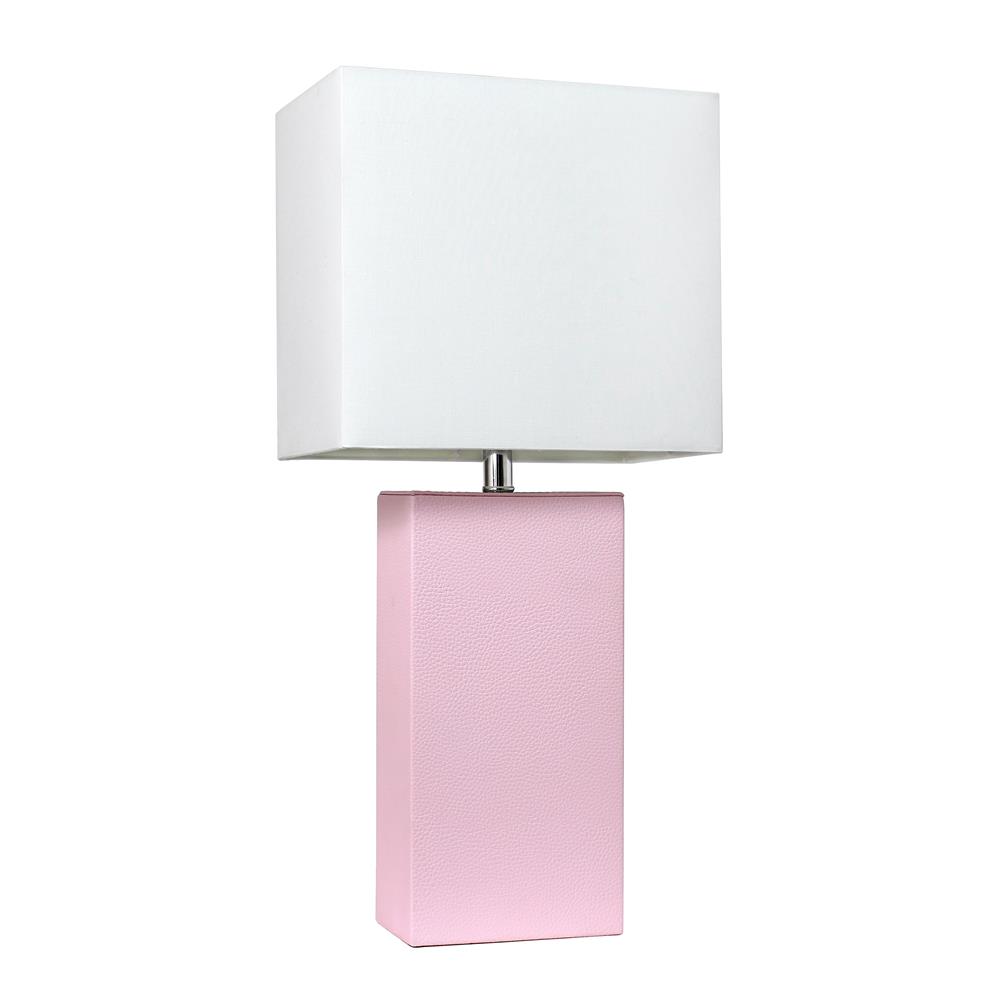 All The Rages LT1025-BPK Elegant Designs Modern Leather Table Lamp with White Fabric Shade in Blush Pink/White Shade