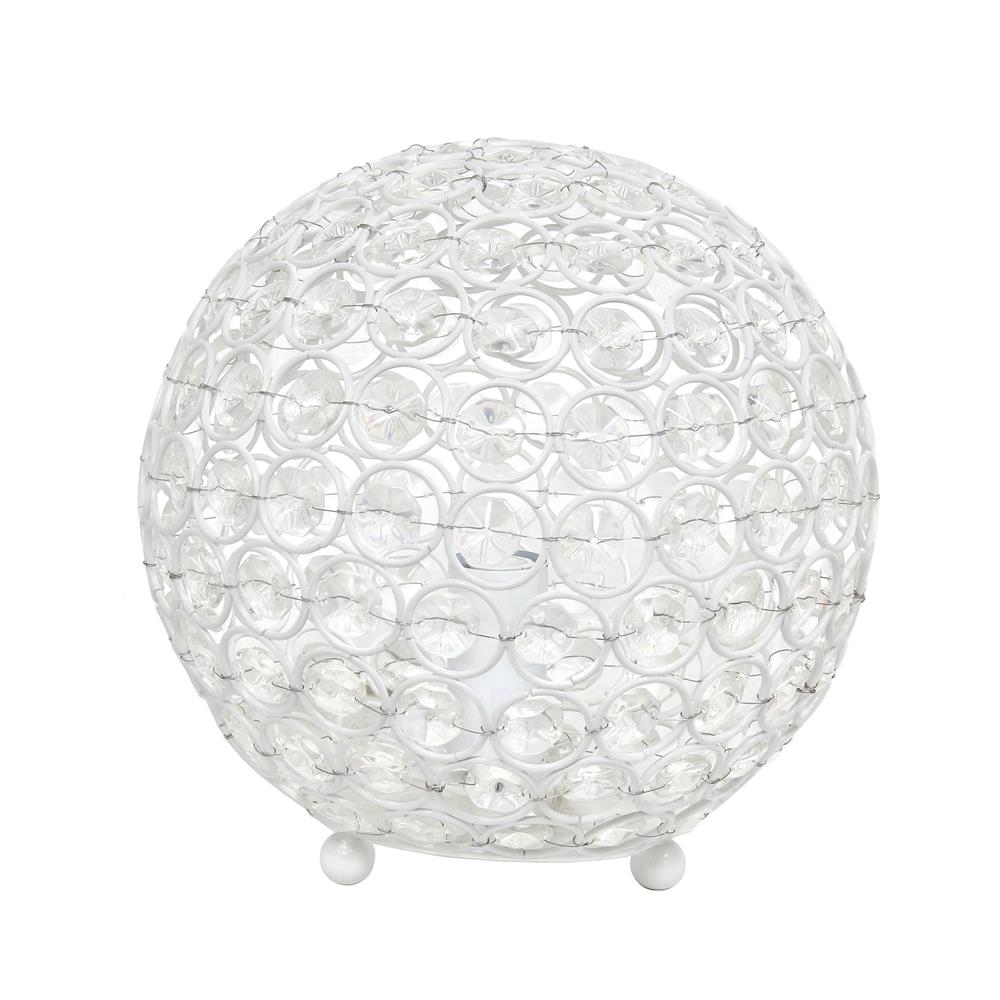 All The Rages LT1026-WHT Elegant Designs 8 Inch Crystal Ball Sequin Table Lamp, White