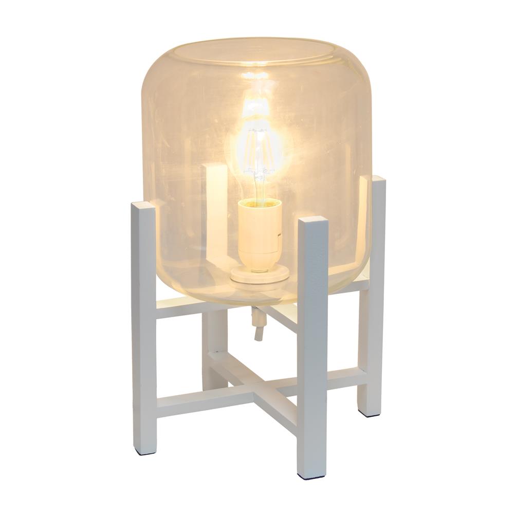 All The Rage LT1068-CLR Simple Designs Black Wood Mounted Table Lamp with Clear Glass Cylinder Shade