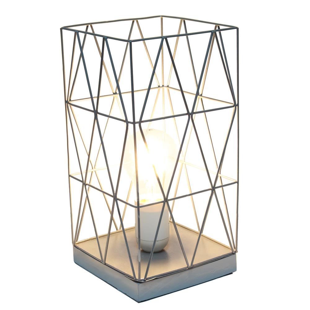 All The Rage LT1073-GRY Simple Designs Gray Geometric Square Metal Table Lamp