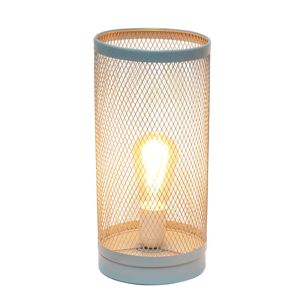 All The Rage LT1075-GRY Simple Designs Gray Mesh Cylindrical Steel Table Lamp