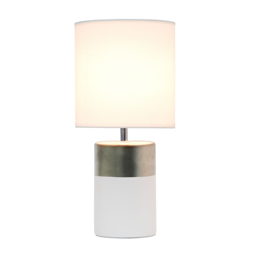 All The Rages LT1114-OFF Simple Designs Two Toned Basics Table Lamp, White and Silver