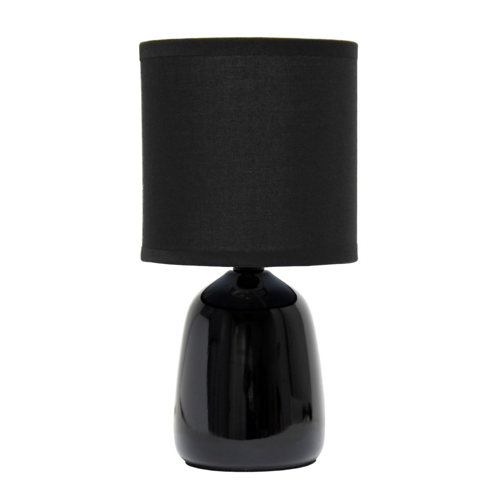 All The Rages LT1134-BLK Simple Designs 10.04" Tall Traditional Ceramic Thimble Base Bedside Table Desk Lamp with Matching Fabric Shade 